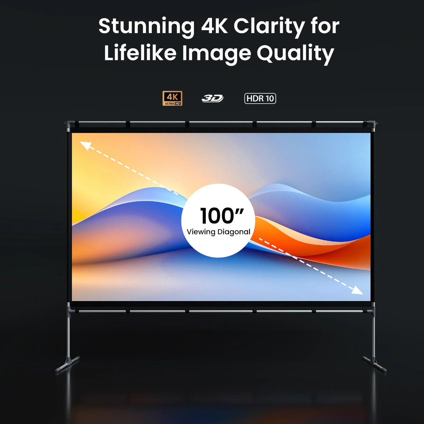 JMGO 100 Inch Portable Projector Screen | 4K Foldable Outdoor Projection Screen