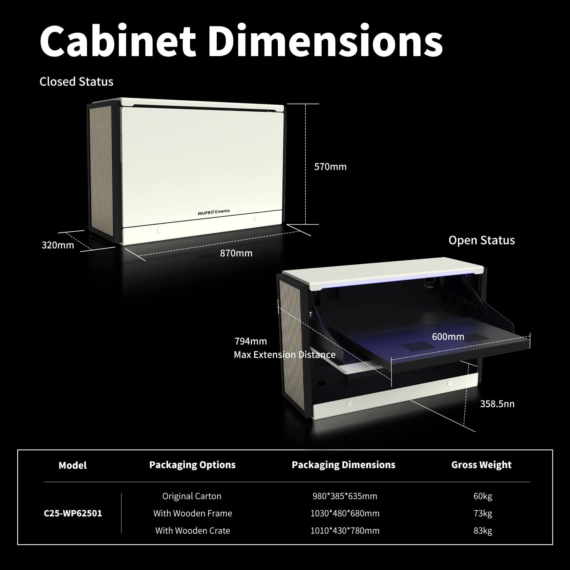 C1 Nano Compact Smart Flip Laser TV Cabinet For UST Projector